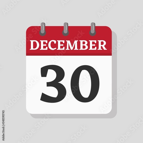 December 30 date visible on a page a day organizer calendar