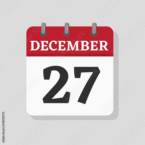 December 27 date visible on a page a day organizer calendar