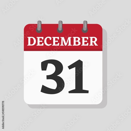 December 31 date visible on a page a day organizer calendar