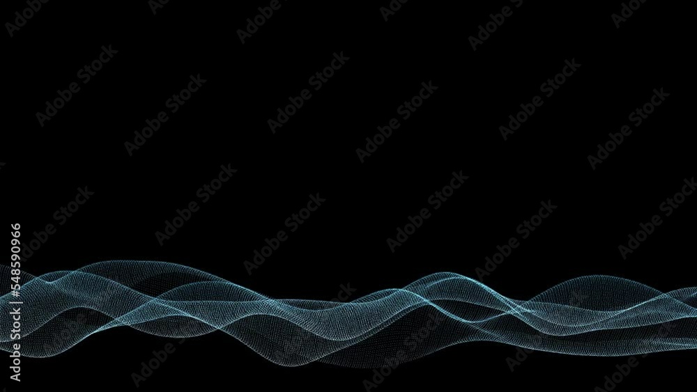 Blue particle mesh waveform on green background 
