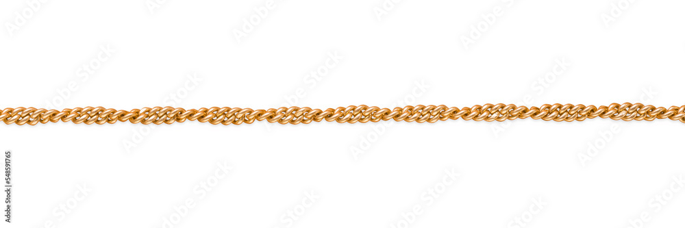 Twisted golden chain isolated with clipping path