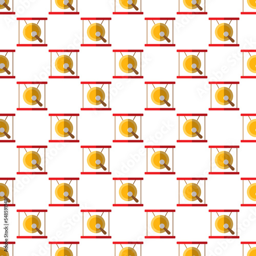 Vivid seamless vector pattern of flat gong for postcards, fabric, textile, wallpapers. Chinese New Year concept.
