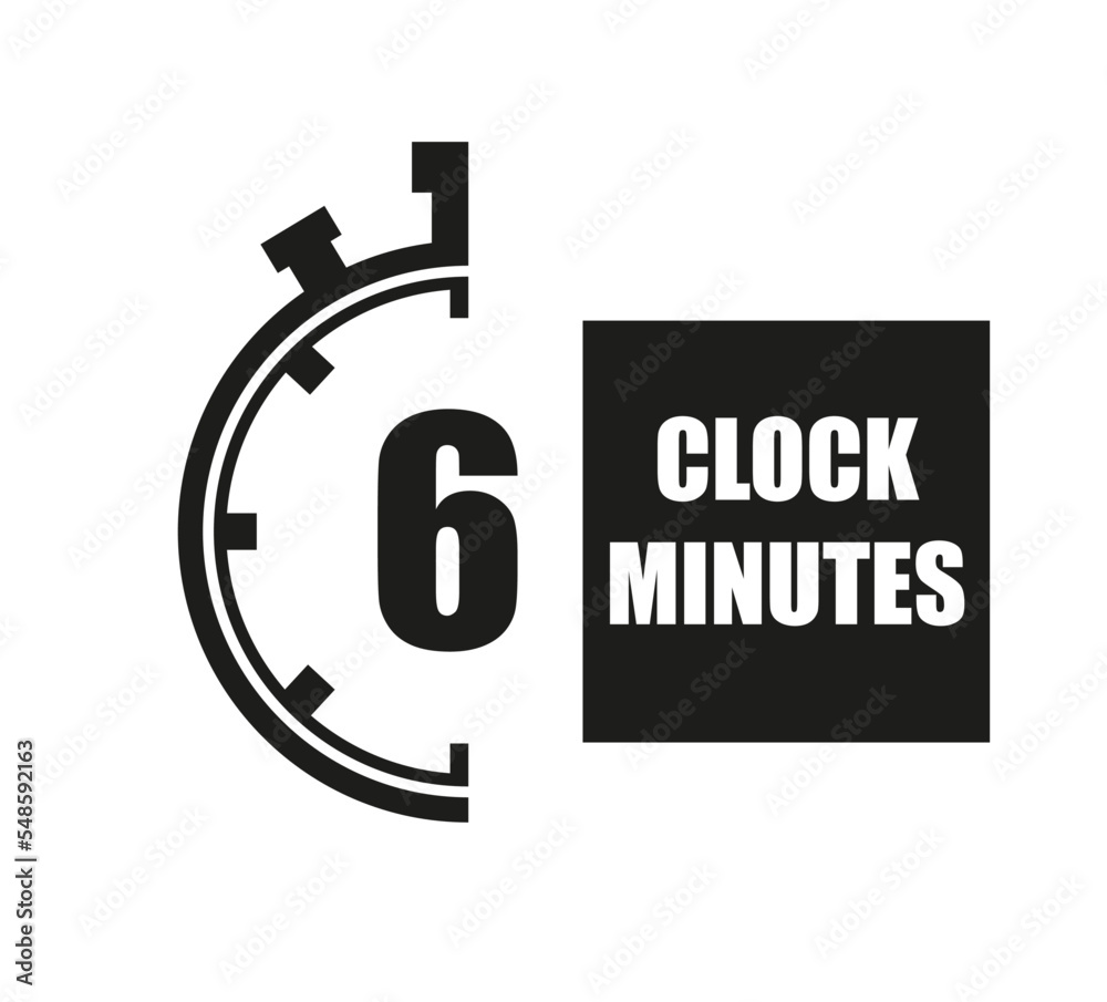 6 Minutes timers clock. Time measure digital. Chronometer vector icon