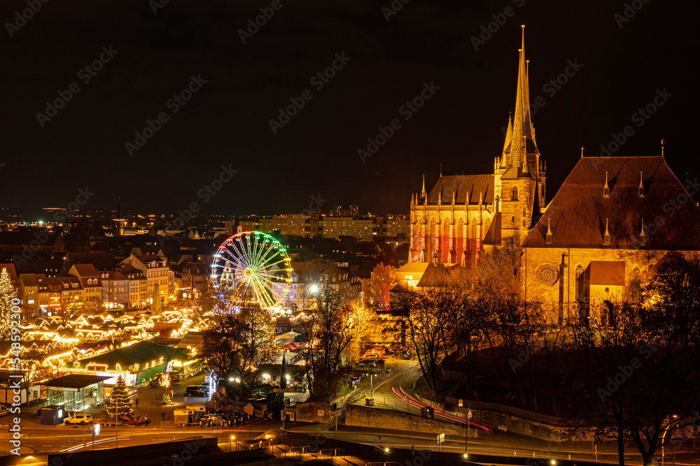 Obraz premium christmas market on the cathedral square in Erfurt