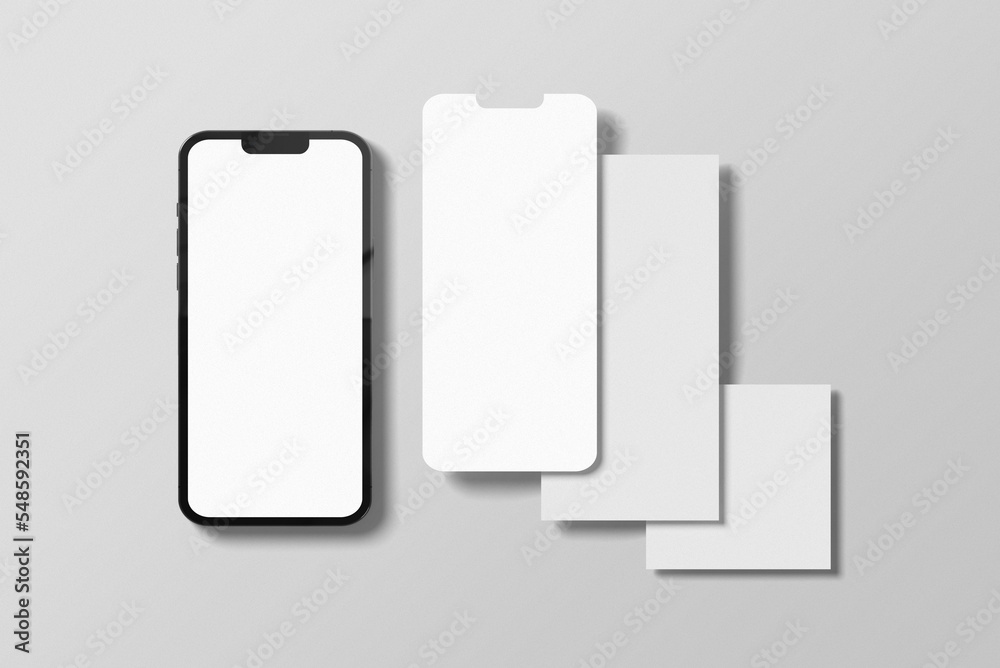 Realistic Mobile Phone Mockup with Blank Social Media Posts Template. Can be used for business, marketing and advertising, 3d rendered Realistic Mobile Phone Mockup with Blank Social Media Posts Template. Can be used for business, marketing and advertising, 3d rendered