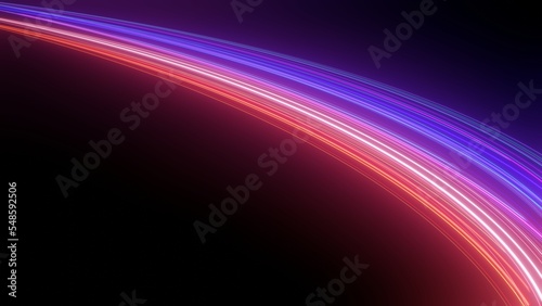 Fototapeta Naklejka Na Ścianę i Meble -  3d render motion line of speed and power or light trails. High-speed light with curve movement beam. 5G Technology fast and futuristic background. Abstract motion blur.