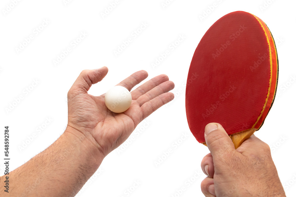 Ping pong racket, isolated on white background. Table tennis (also