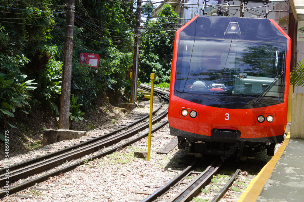 Train from Corcovado to Christ the Redeemer in the city of Rio de Janeiro in Brazil
