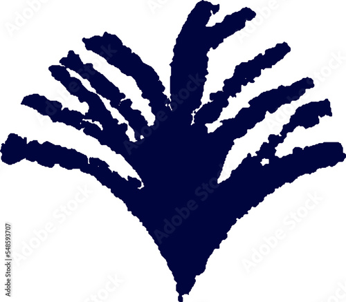 Blue vector element in japanese style isolated on white background. art decorative hand drawn stamp.