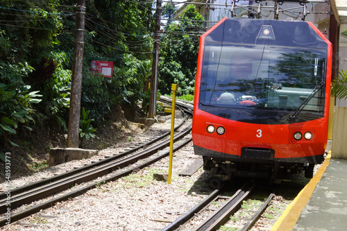 Train from Corcovado to Christ the Redeemer in the city of Rio de Janeiro in Brazil
