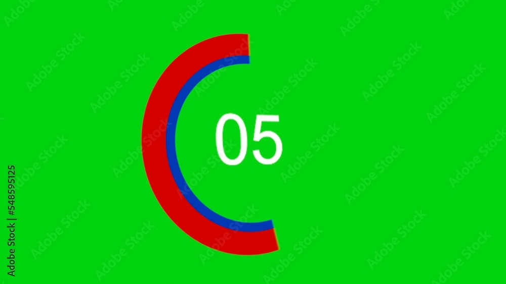 10 second countdown timer for chroma key. 3D animation. Stopwatch ...