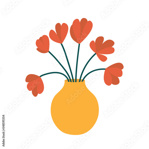 Vector flower bouquet in yellow vase illustration