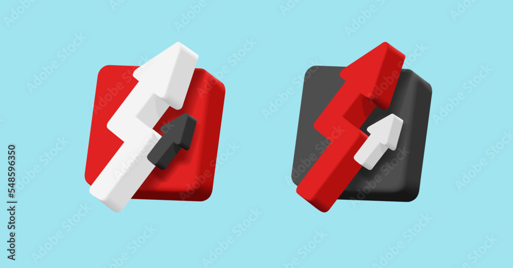 Obraz premium 3d volume square badge with volume arrows, illustration in render style, business digital icon