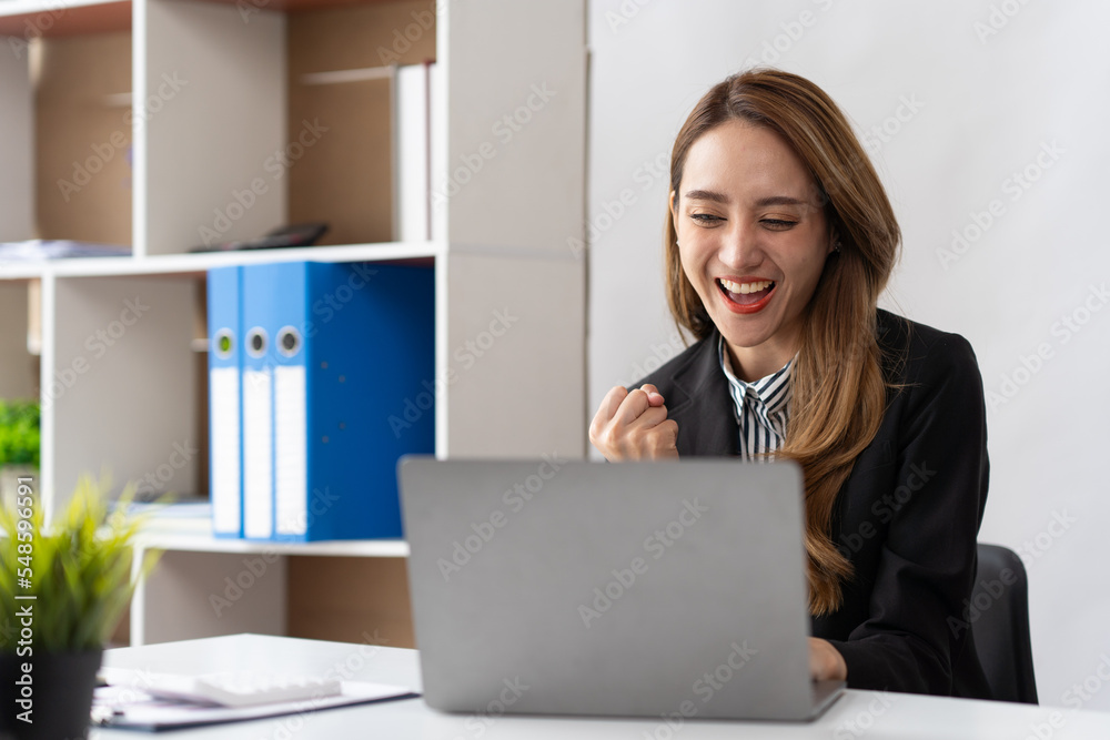 Positively successful Asian women dress stylishly. Office worker, freelance, success, huge profit deal. Positively successful Asian women dress stylishly. Office worker, freelance, success, huge profit deal.