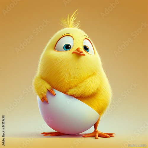 Cute Easter chick. 3d rendering. photo