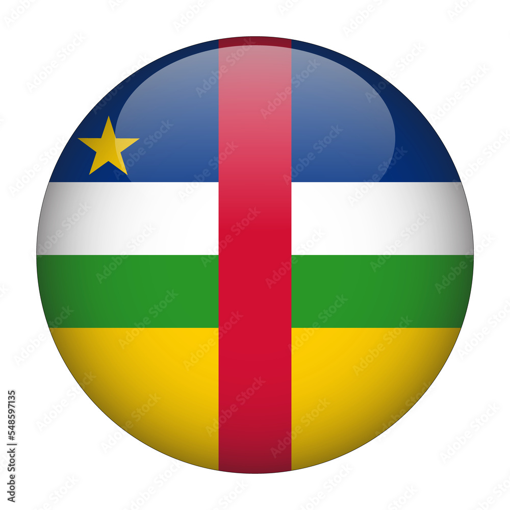 Central African Republic 3D Rounded Flag with Transparent Background