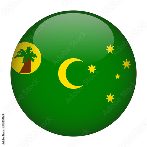 Cocos Keeling Islands 3D Rounded Flag with Transparent Background © fadlanbolang