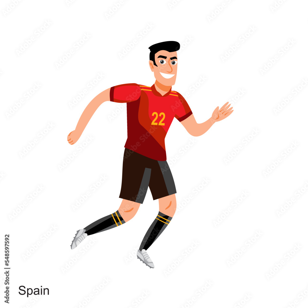 Spain Soccer Player Vector Illustration