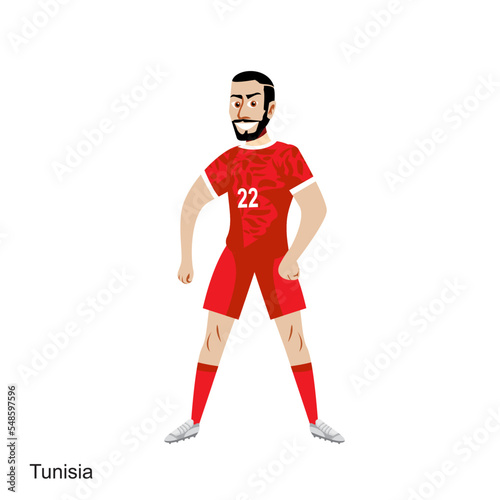 Tunisia Soccer Player Vector Illustration