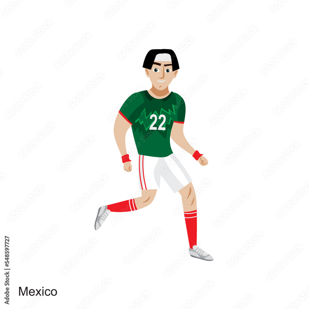 Mexico Soccer Player Vector Illustration