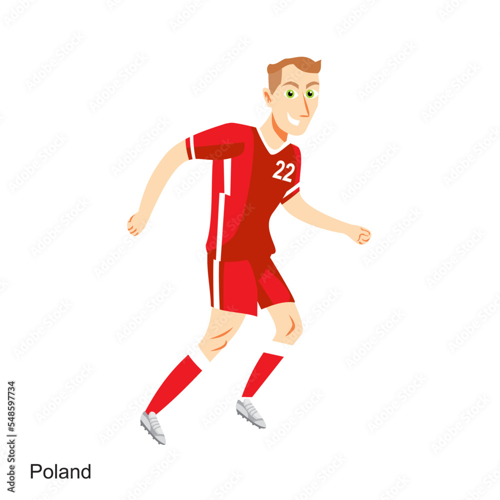 Poland Soccer Player Vector Illustration