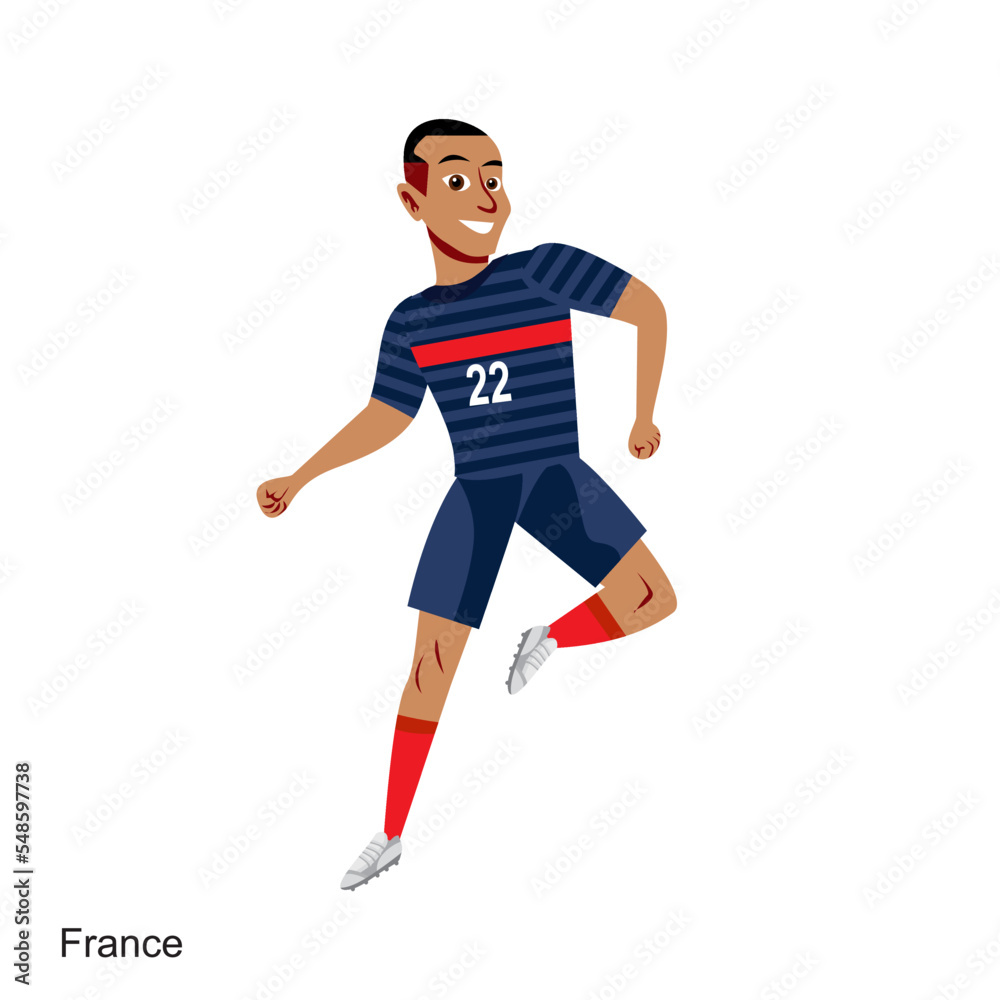 France Soccer Player Vector Illustration