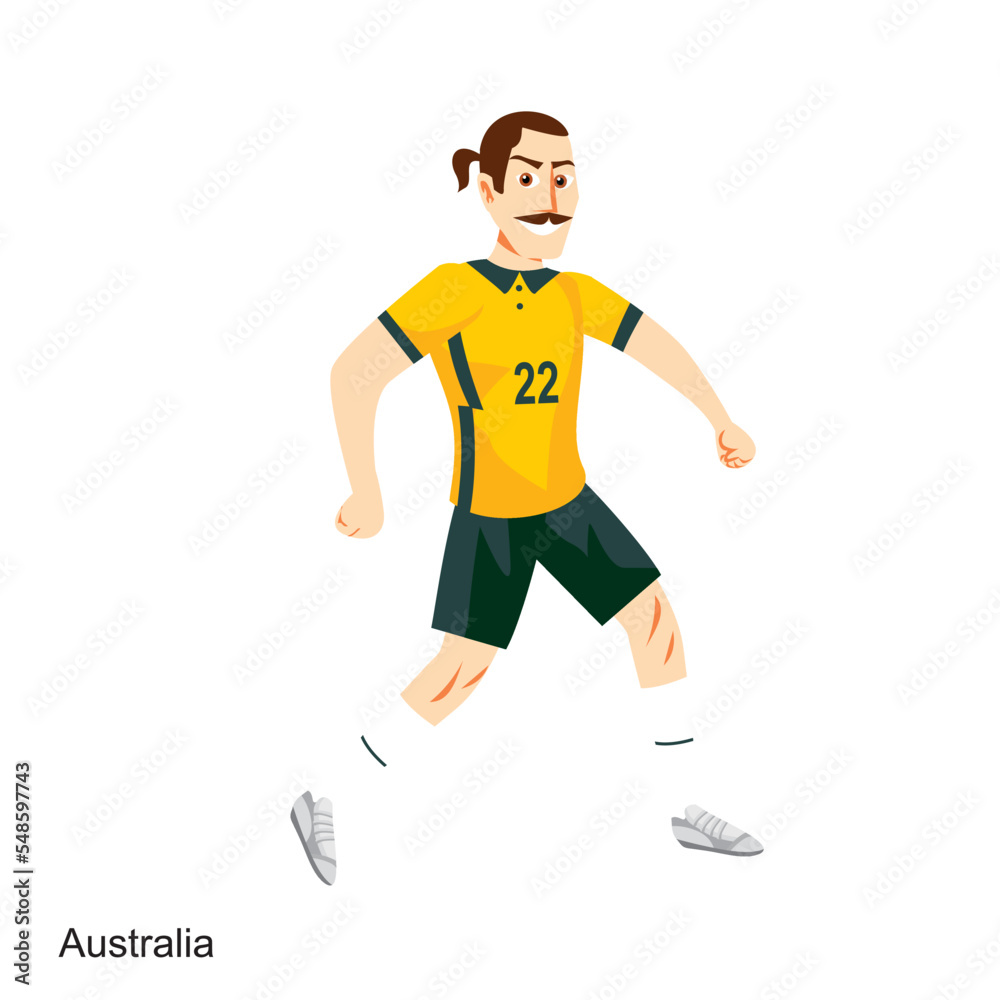 Australia Soccer Player Vector Illustration