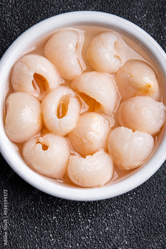 lychee canned fruit fresh delicious snack healthy meal food snack diet on the table copy space food background rustic top view lychee canned fruit fresh delicious snack healthy meal food snack diet on the table copy space food background rustic top view