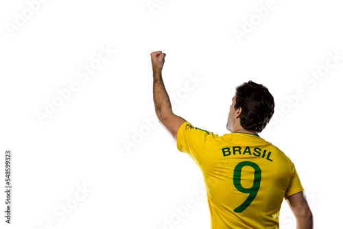 Brazilian soccer player, celebrating the championship