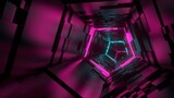 Futuristic neon portal. Abstract glowing tunnel. Neon backdrop.