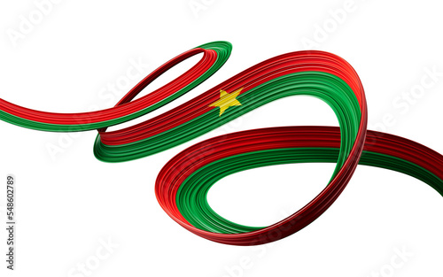 Burkina Faso pin icon wavy flag abstract colors. 3d illustration