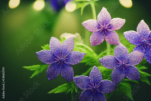 Foto Fantasy illustration of purple blue delphinium flowers