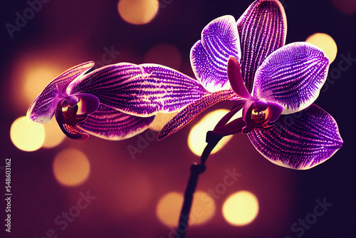 Fantasy illustration of a purple orchid flower