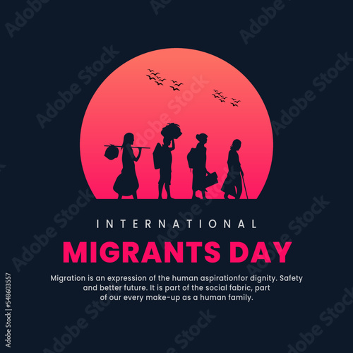 International Migrants Day, World Refugee Day, vector illustration, greeting cards, social media post, banner, poster, flyer, billboard
