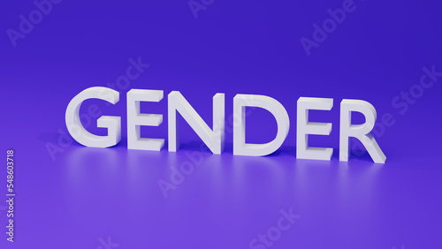 Gender word lettering 3d rendering illustration