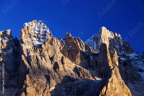 View of Pale di San Martino in the Dolomites, Italy, Europe