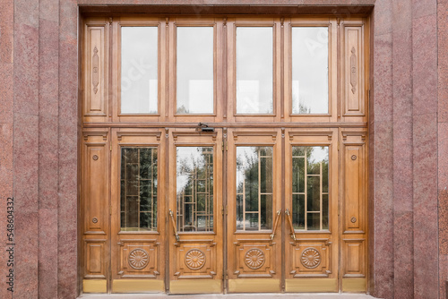 Building with big wooden doors