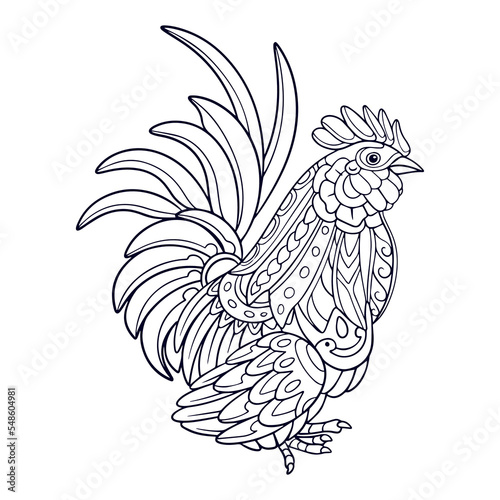 Beautiful Rooster mandala arts isolated on white background
