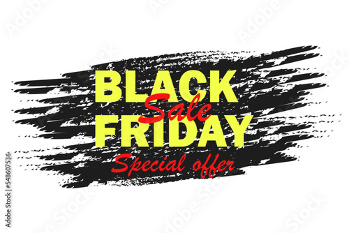 Black friday sale banner with green brush stroke