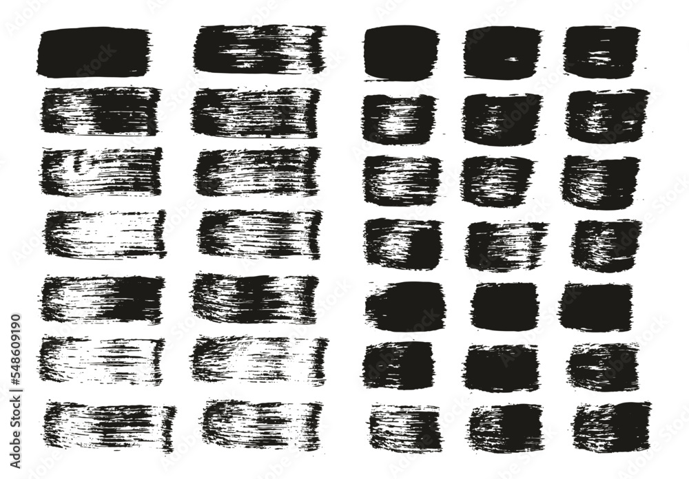 Flat Paint Brush Thick Straight Lines Mix High Detail Abstract Vector Background Mix Set 