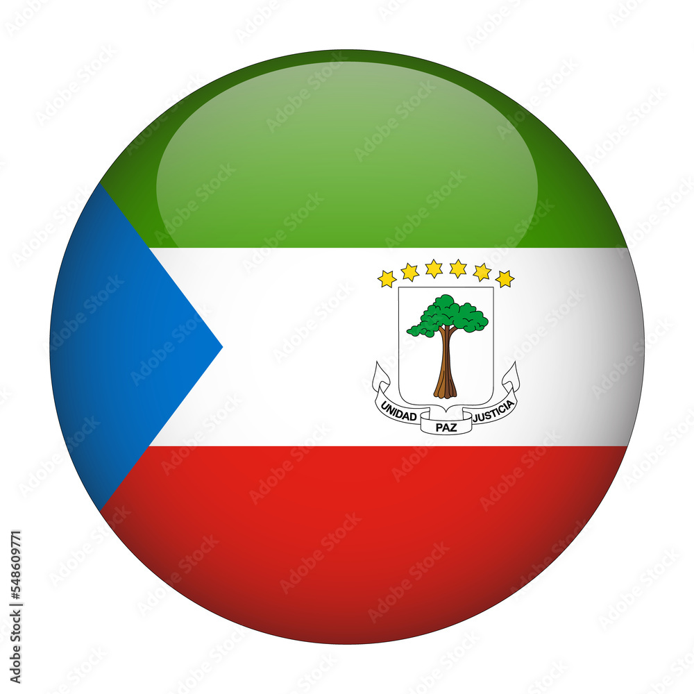 Fototapeta premium Equatorial Guinea 3D Rounded Flag with Transparent Background