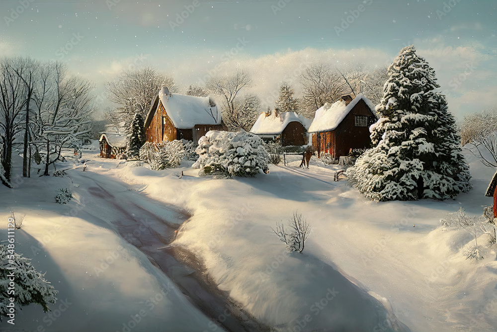 Obraz premium Country Christmas scene