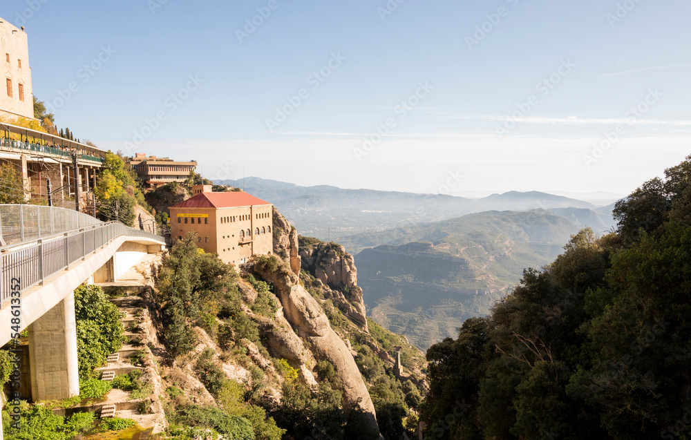 beautiful view of the mountains and nature in the monastery of saint montserrat in barlona spain