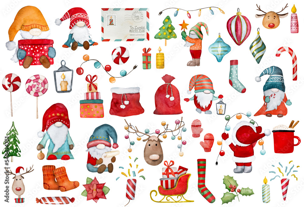 Fototapeta premium Christmas gnome Santa helper