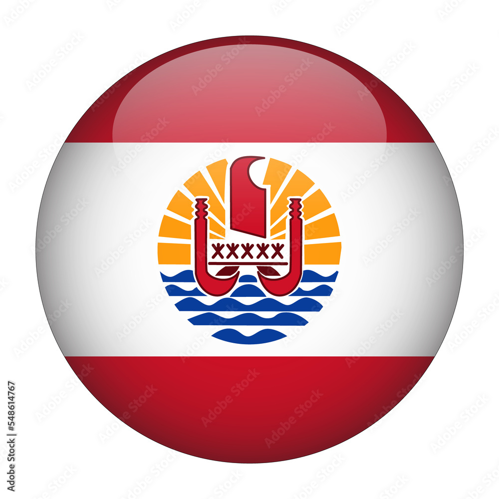 Obraz premium French Polynesia 3D Rounded Flag with Transparent Background