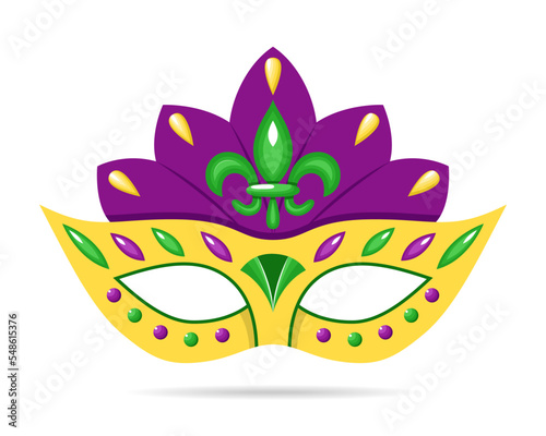 Vector Mardi Gras cartoon mask on white background