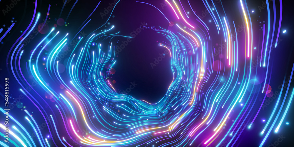 3d rendering. Digital wallpaper, abstract neon background with wavy glowing  lines Stock Illustration | Adobe Stock
