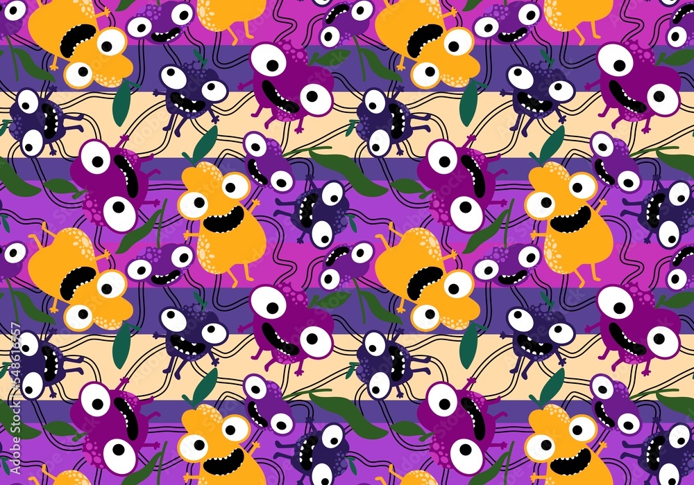 Cartoon fruit harvest seamless apples and pears and plums pattern for wrapping paper and fabrics and linens Cartoon fruit harvest seamless apples and pears and plums pattern for wrapping paper and fabrics and linens