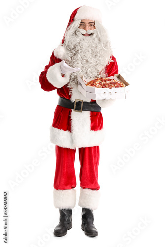 Santa Claus holding box wit...