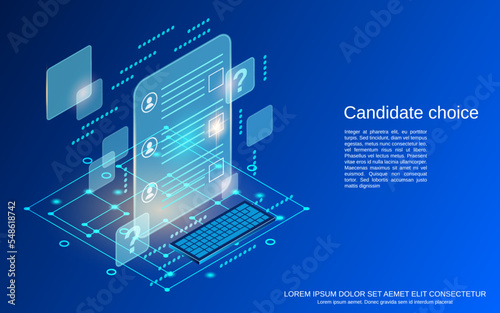 Candidate choice flat 3d isometric vector concept illustration